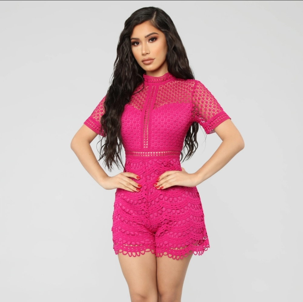 Fushia Crochet Romper